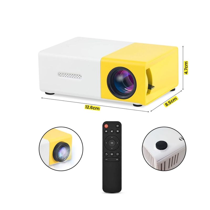 Proyector-Portatil-Multimedia-LED-1080P-Con-Control-Remoto-y-HDMI---Amarillo