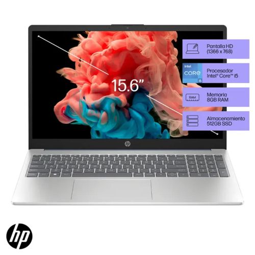 Laptop HP 15.6" Windows 11 Intel Core i5 8GB 512GB SSD 15-FD0048LA Plateado natural