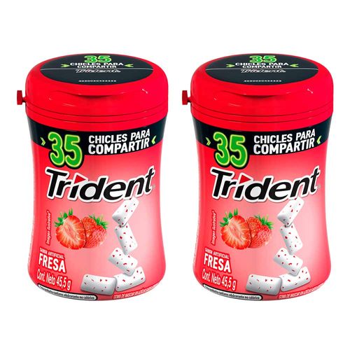 Pack Chicle TRIDENT Botella Sin Azúcar sabor Fresa Envase 35un x 2un