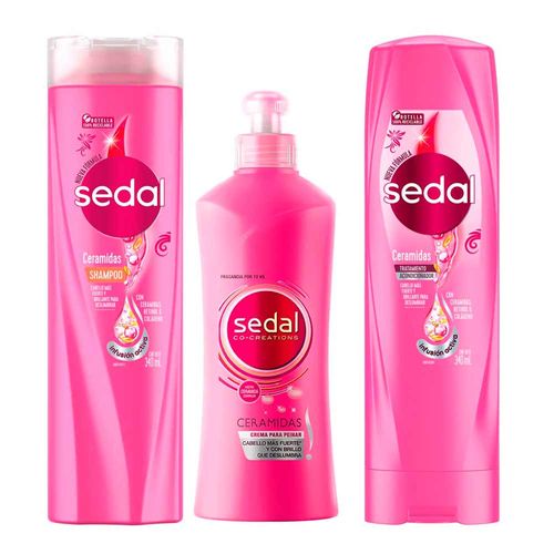 Pack Shampoo SEDAL Ceramidas 340ml + Acondicionador SEDAL Ceramidas 340ml + Crema para Peinar SEDAL Ceramidas 300ml