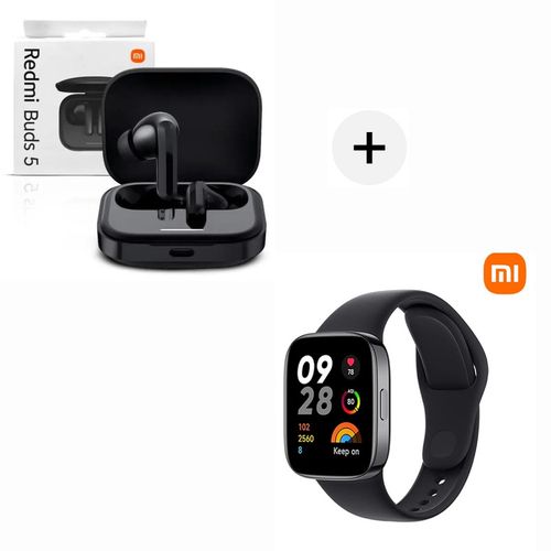 Audifono Bluetooh Xiaomi Buds 5 Negro + Xiaomi Watch 3 Active Negro