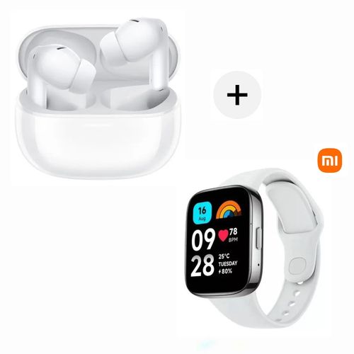 Audifono Bluetooh Xiaomi Buds 5 Pro Blanco + Xiaomi Watch 3 Active Silver