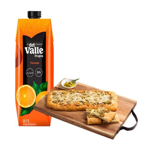 Pack Néctar FRUGOS DEL VALLE Sabor a Naranja Caja 1L + Focaccia de Aceituna Refrigerada LA FLORENCIA 1un