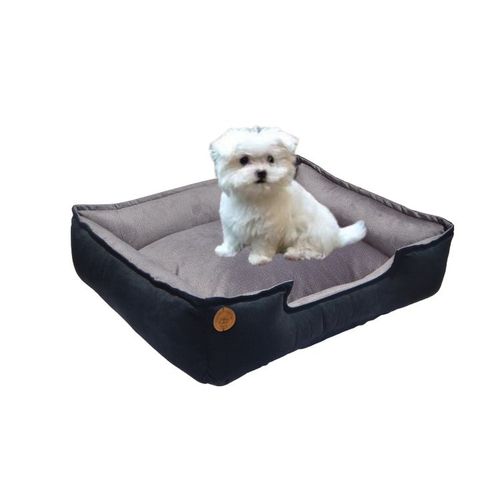 Cama para Mascota Talla M 60x50cm Desmontable Perro/Gato Antialérgica | Negro con plomo