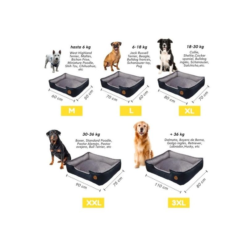 Cama-para-Mascota-Talla-M-60x50cm-Desmontable-Perro-Gato-Antialergica-|-Negro-con-plomo