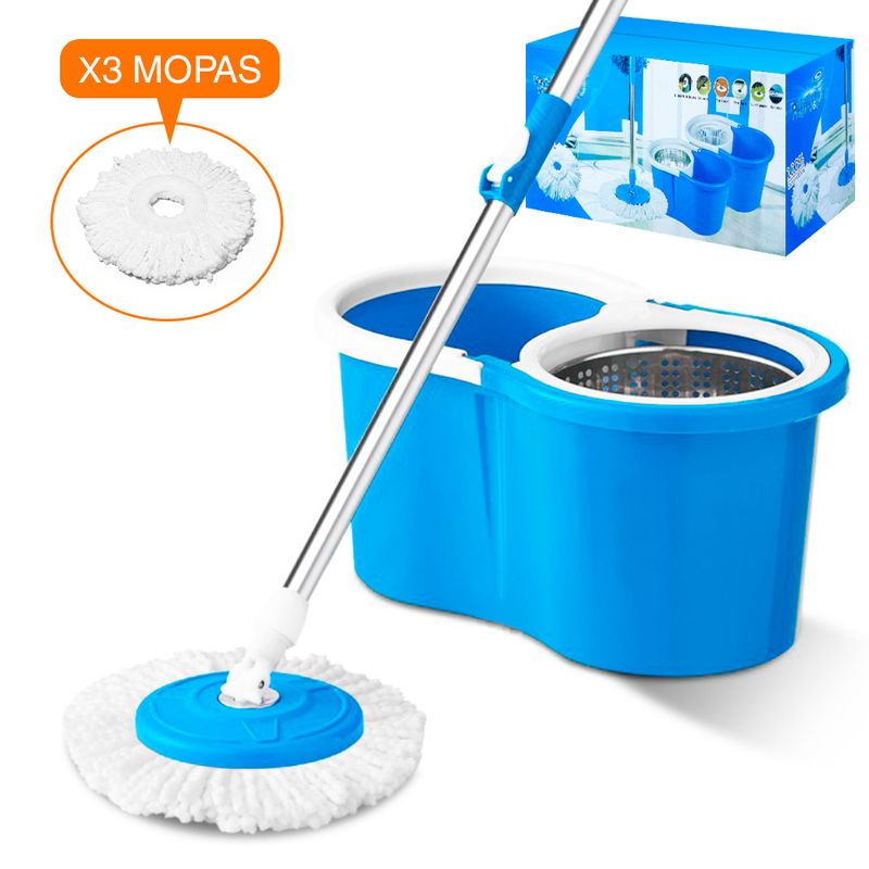 Trapeador-Escurridor-Giratorio-3-Mopas-CL-88-Y-Colgador-Doble