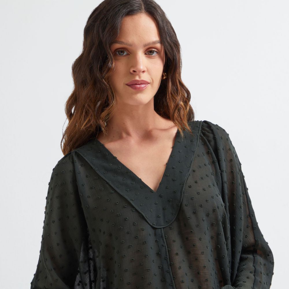 Ropa En Macy's Blusa Detallada Con Puntadas Para Mujer 100