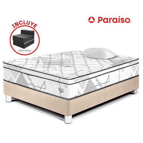 Cama Pocket Advance 1.5 Plazas + Sofá Cama Champagne