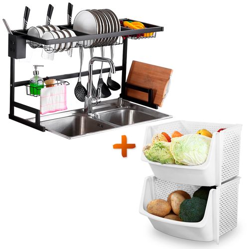 Escurridor de Platos Moderno 85cm Y Frutero Apilable U80 BL X2