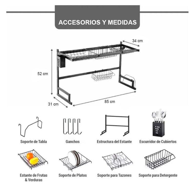 Escurridor-de-Platos-Moderno-85cm-Y-Frutero-Apilable-U80-BL-X2