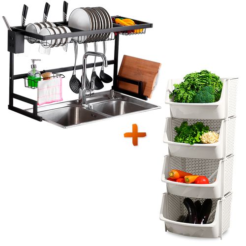 Escurridor de Platos Moderno 85cm Y Frutero Apilable U80 BL X4