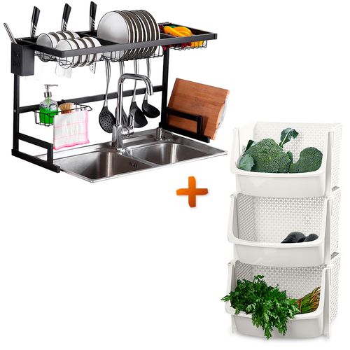 Escurridor de Platos Moderno 85cm Y Frutero Apilable U80 BL X3