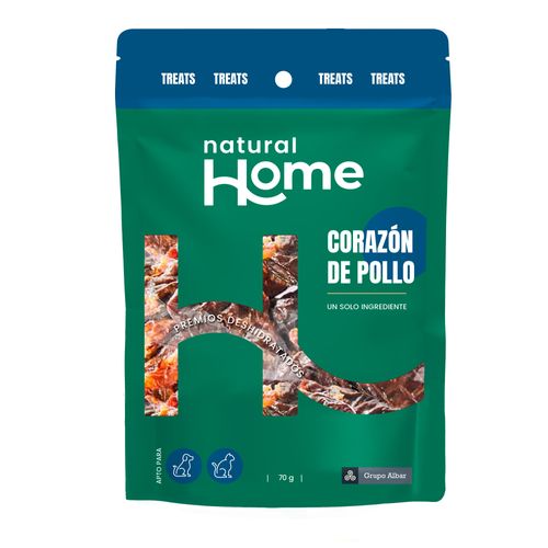 Snack para Perros NATURAL HOME Todas las Etapas y Razas Corazón Pollo Bolsa 70g