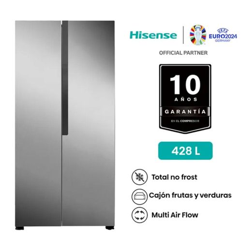 Refrigeradora Hisense 428LT Side By Side RS3P428NEDA Gris