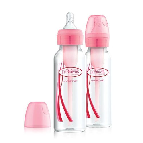 Biberón Polipropileno Options+ Boca Estrecha, Rosado, pack de 2 , 8oz/ 250ml