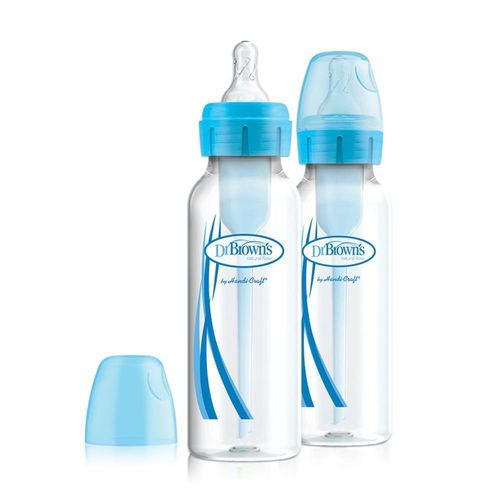 Biberón Polipropileno Options+ Boca Estrecha, Azul, pack de 2 , 8oz/ 250ml