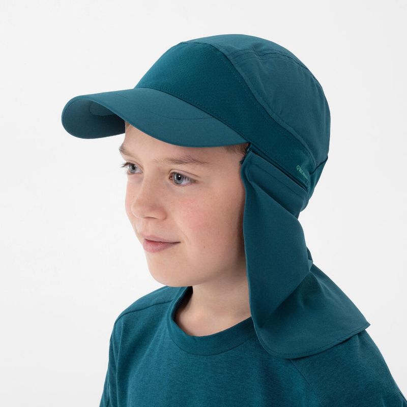 GORRA-ANTI-UV-DE-SENDERISMO-NIÑOS-MH500-AZUL-PETROLEO