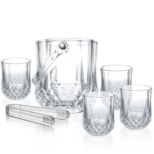 Hielera de Vidrio Set de 5 PCS Hielera más 4 vasos