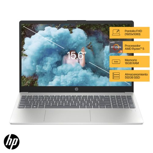 Laptop HP 15-fc0070la AMD Ryzen 5 FHD 16GB RAM 512GB SSD 15.6" Plateado natural