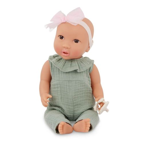 Muñeca Bebé Con Jumper Verde Y Lazo Rosa Lullababy