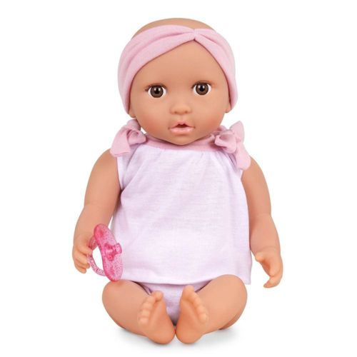 Muñeca Lullababy Bebé Con Lazo Rosa Y Ojos Marron