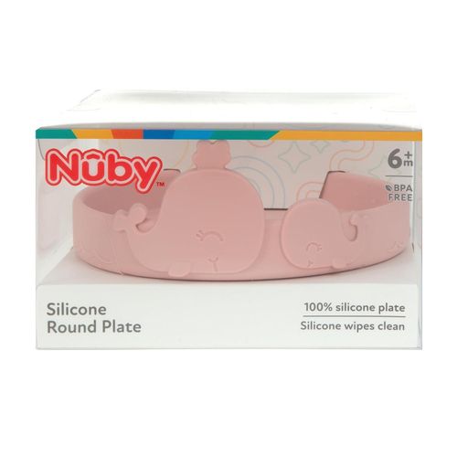 Plato Bajo de Silicona Redondo Nuby sin BPA - Ballena Rosa