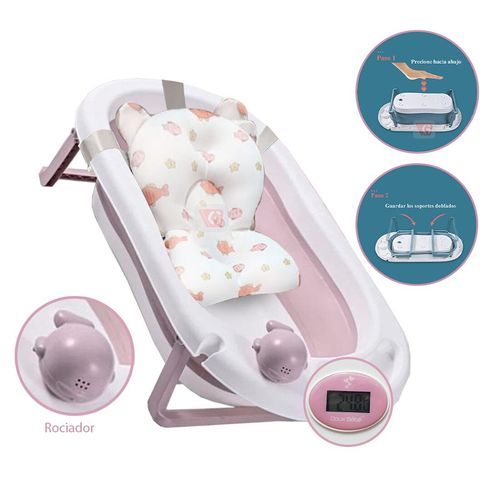 Tina de Baño Para Bebe Plegable Rosado DB-688