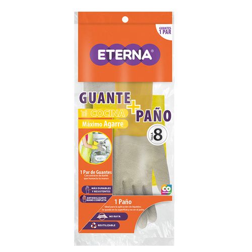 Guante corrugado 2 capas + paño ETERNA T 8