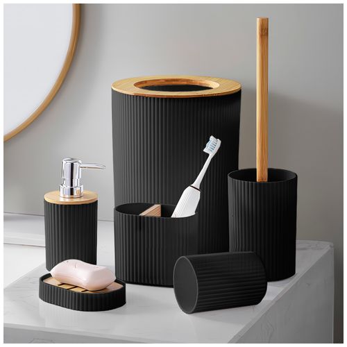 Kit de 6 Accesorios de Baño Moderno Negro CC6