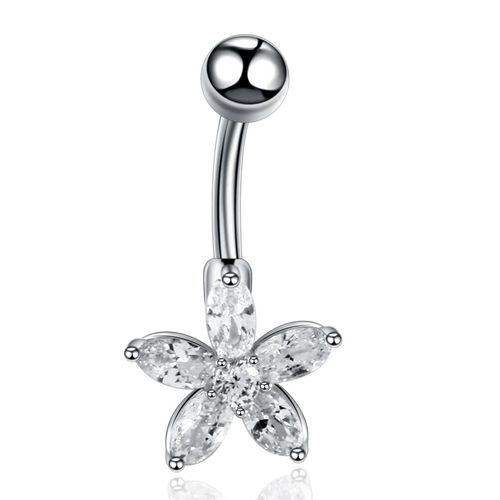 Piercing para ombligo flor con brillos