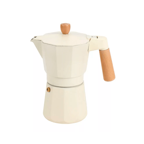 Cafetera Italiana de Aluminio con Mango de Madera 6 Tazas