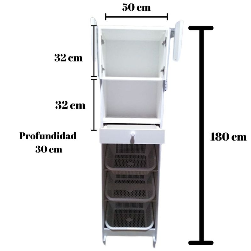 Verdulero-Alacena-Mueble-De-Cocina-con-Canasta-Gabinete-y-cajon-en-Blanco