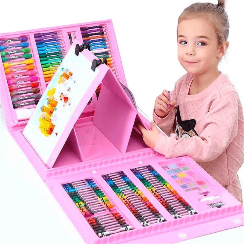 Mega-Set-de-Arte-y-Dibujo-para-Niños-de-208-Piezas-Rosado