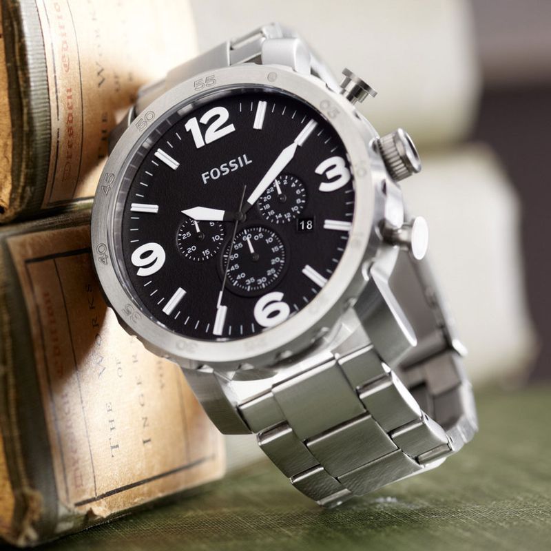 Reloj-Fossil-Nate-JR1353-Fecha-Cronometro-Acero-Plateado-Negro