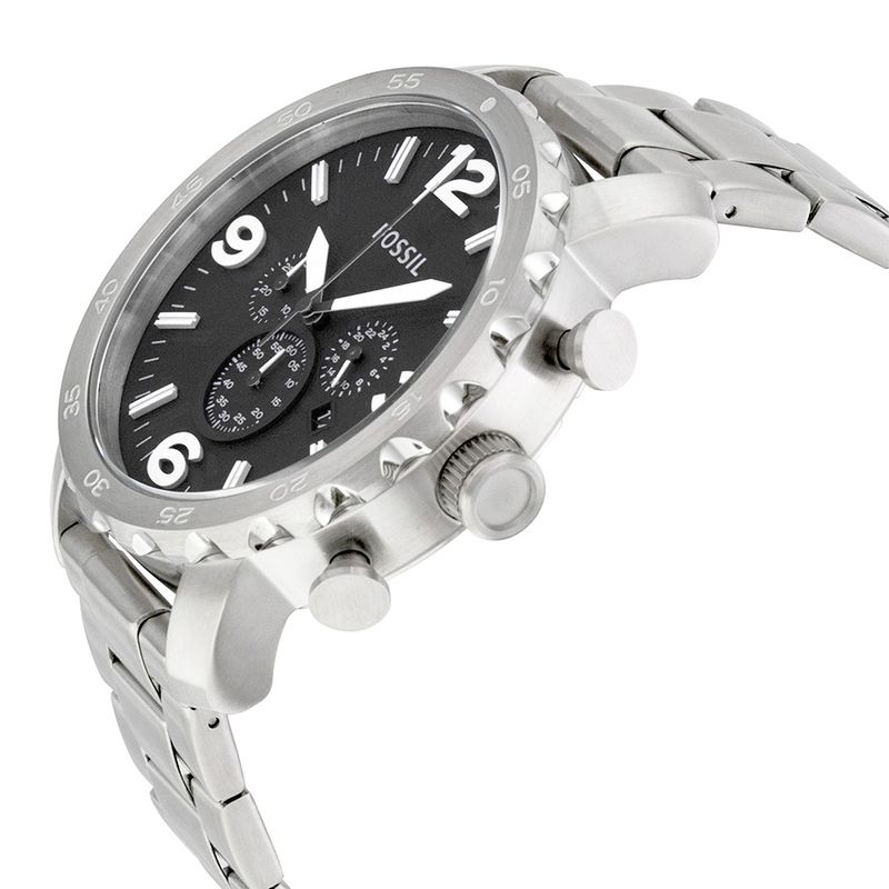 Reloj-Fossil-Nate-JR1353-Fecha-Cronometro-Acero-Plateado-Negro