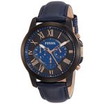 Reloj-Fossil-Grant-FS5061-Cronometro-Correa-de-Cuero-Azul-Acero-Negro
