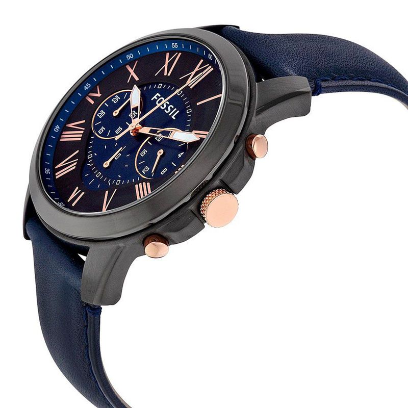 Reloj-Fossil-Grant-FS5061-Cronometro-Correa-de-Cuero-Azul-Acero-Negro