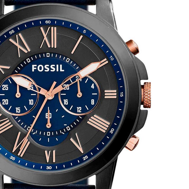 Reloj-Fossil-Grant-FS5061-Cronometro-Correa-de-Cuero-Azul-Acero-Negro
