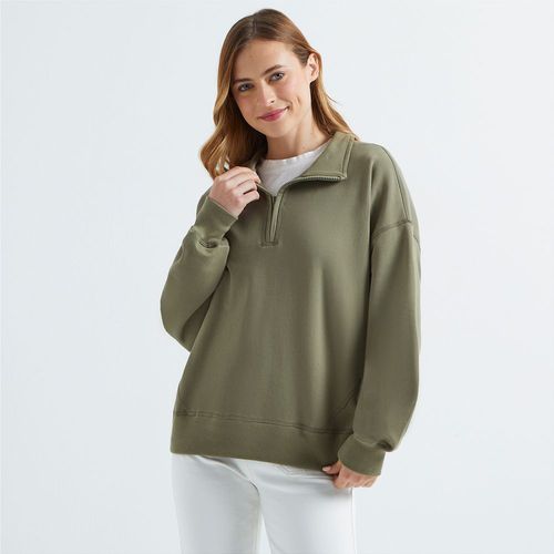 Polera Mujer Amc Zipper Verde Militar