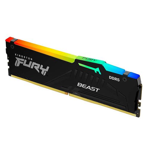 Memoria Ram Kingston Fury Beast RGB 16GB (16GBx1), DDR5, 5200MHZ, XMP3.0