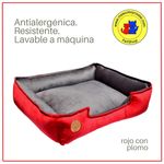 Cama-para-Mascota-Talla-XXL-90x75cm-Perro-Gato-Antialergica|-Rojo-con-plomo