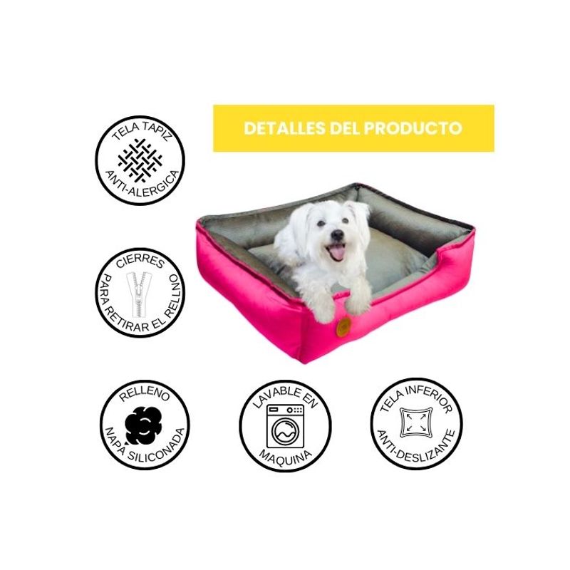 Cama-para-Mascota-Talla-M-60x50cm-Perro-Gato-Antialergica|-Fuxia-con-plomo-