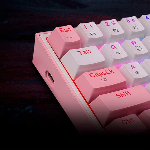 Teclado mecánico Redragon Fizz Pro K616 RGB Wireless, Español WHITE/PINK