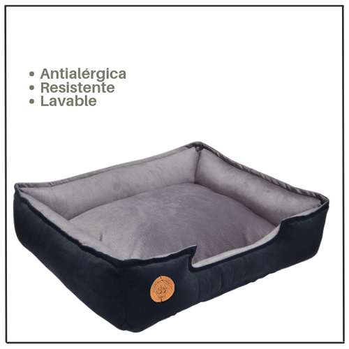 Cama para Mascota Talla L 70x60cm  Perro/Gato, Antialergenica | Negro con plomo