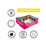 Cama-para-Mascota-Talla-L-70x60-cm--Perro-Gato-Antialergenica-|-Fuxia-con-plomo-