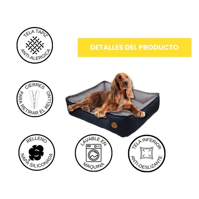 Cama-para-Mascota-Talla-XL-80x70cm-Perro-Gato-Antialergenica-|-Negro-con-plomo-