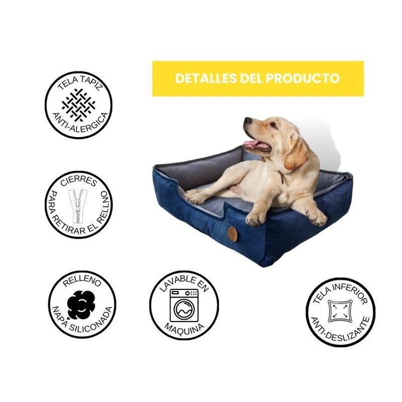 Cama-para-Mascota-Talla-XL-80x70cm-Perro-Gato-Antialergenica-|-Azul-noche-con-plomo-