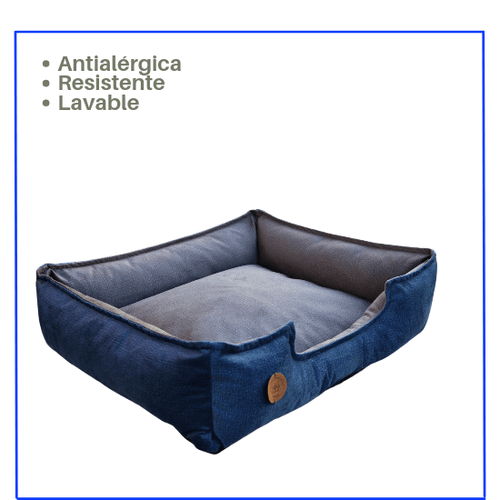 Cama para Mascota Talla XXL 90x75cm Perro/Gato Antialergica | Azul noche con plomo