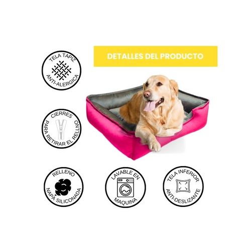 Cama para Mascota Talla XL 80x70cm Perro/Gato Antialergenica | Fuxia con plomo