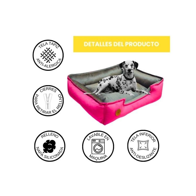 Cama-para-Mascota-Talla-XL-80x70cm-Perro-Gato-Antialergenica-|-Fuxia-con-plomo